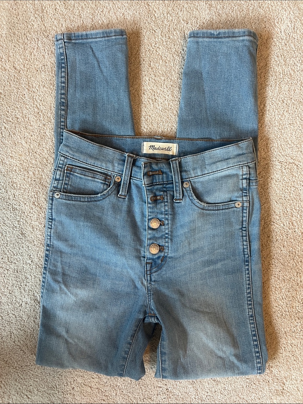Madewell Light Wash High-Rise stretch Button-Fly Jeans